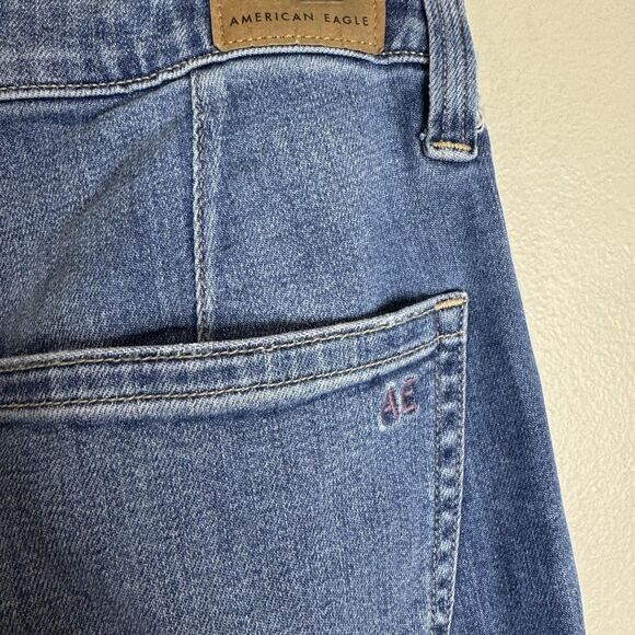 American Eagle Jeans Womens 4 Blue Super High Rise Baggy Wide Leg Cargo Stretch - Picture 11 of 14